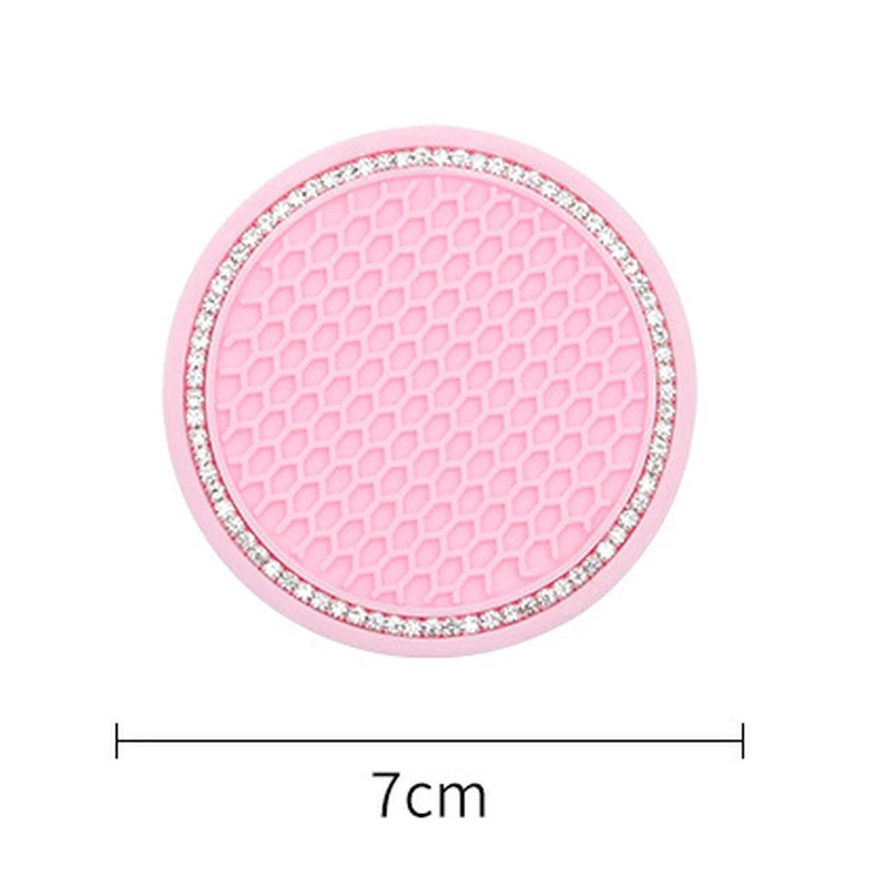 1 Miếng Lót Ly Cách Nhiệt Chống Trượt Hình Tròn Bằng Cao Su Mềm Dát Kim Cương 7cm Trang Trí Nội Thất Xe Hơi