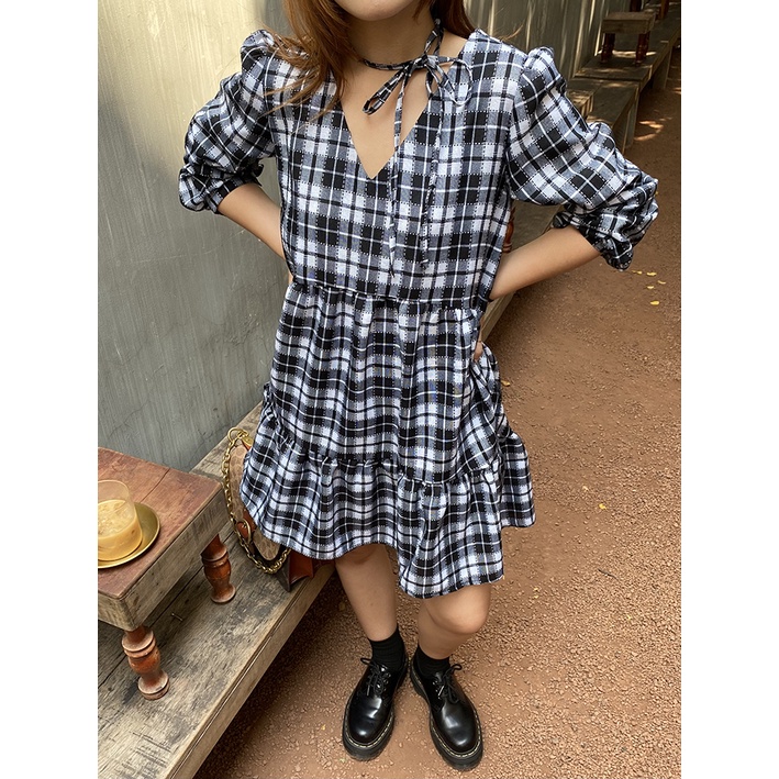 -50% Good Letter H - Đầm Babydoll Hoạ Tiết Flannel - Katy Dress