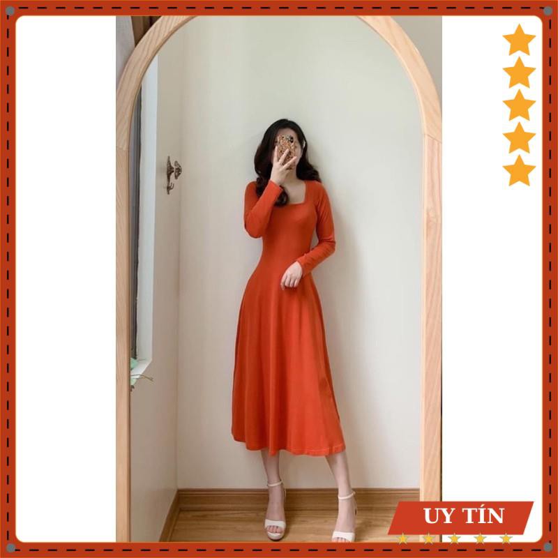 Đầm cổ vuông thun dài tay Eva_home_fashion | BigBuy360 - bigbuy360.vn