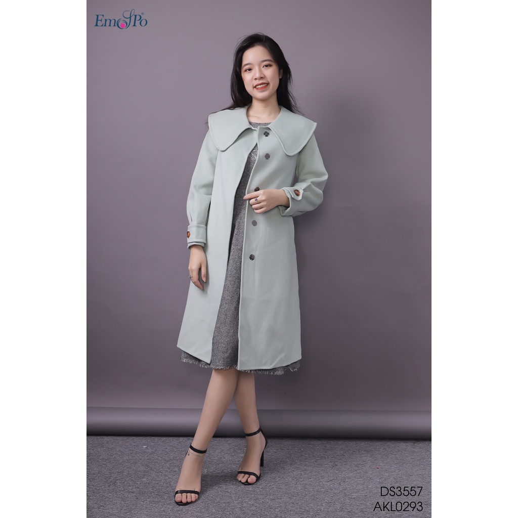 Áo khoác dạ Cashmere Emspo cổ sen dáng dài AKL0293