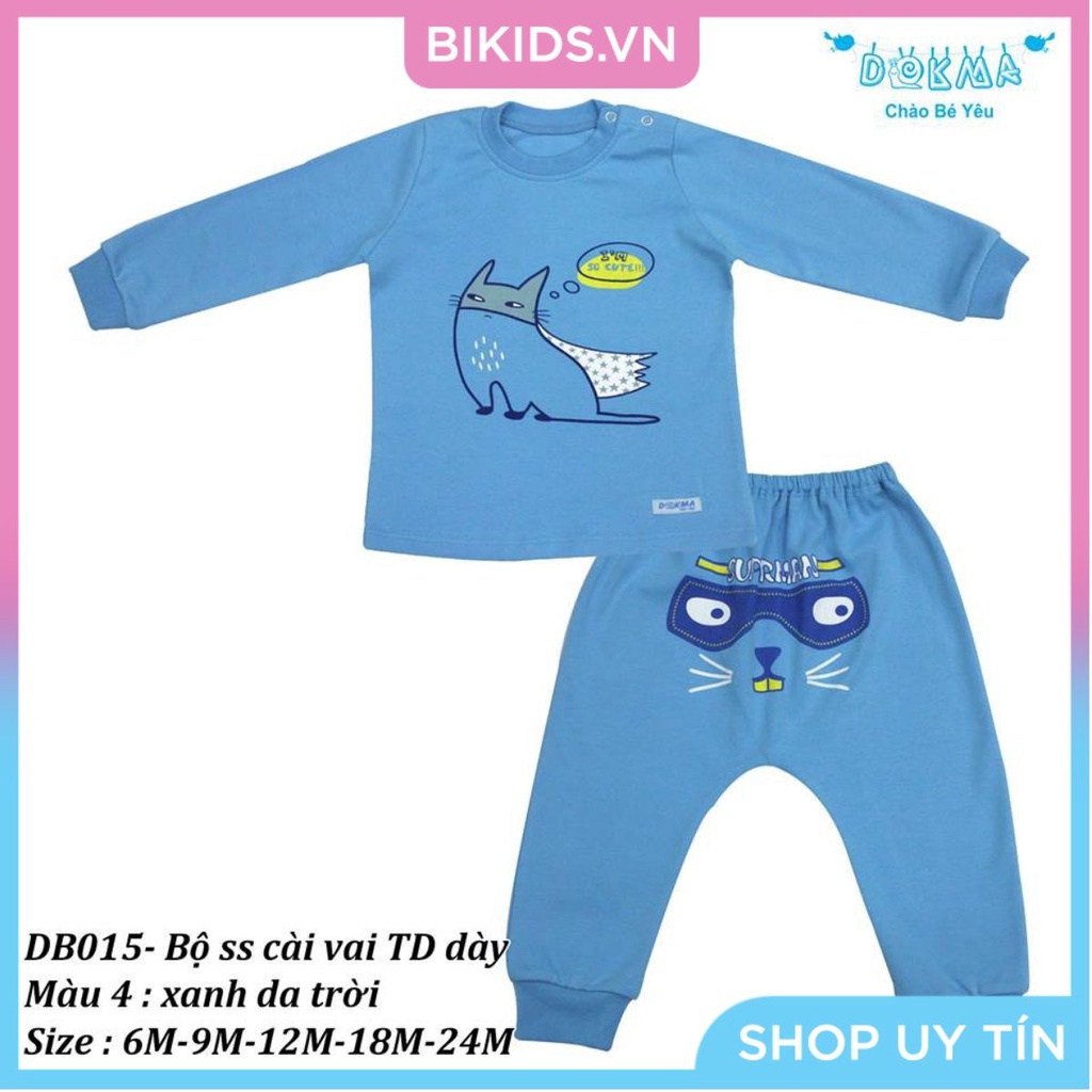XẢ KHO - Bộ cài vai dài tay chất cotton dày cho bé 6-12 tháng tuổi DB015