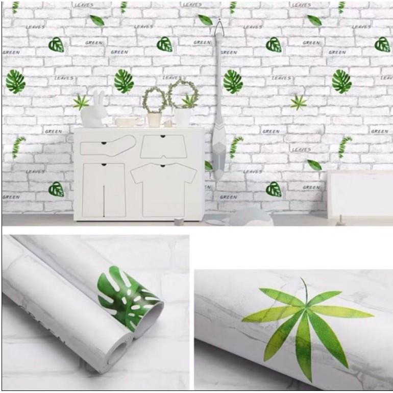 Decal giấy dán tường gạch chiếc lá khổ 45cm keo sẵn