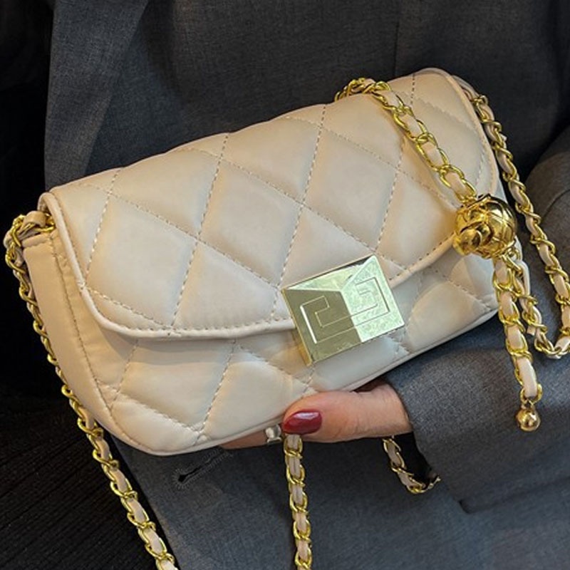 Túi đeo chéo IELGY dây xích hình thoi đơn giản thời trang cho nữ