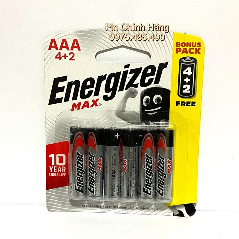 Vỉ 6 Viên Pin AA / AAA Energizer Max Siêu Bền Hàng Chính Hãng