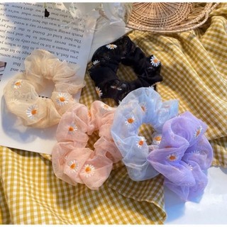 Scrunchies hoa cúc thêu