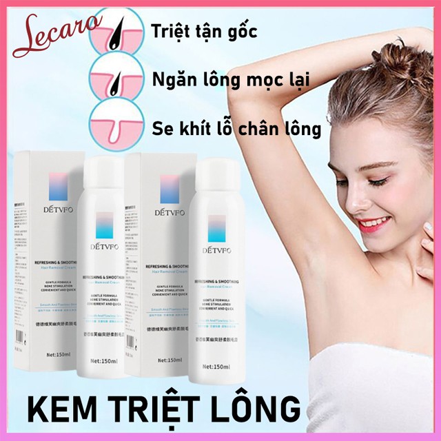 Lecaro - Kem Tẩy Lông Dạng Xịt Detvof, Tẩy Lông Chân Lông Nách, Lông Vùn Kín An Toàn Hiệu Quả Sau 5 Phút