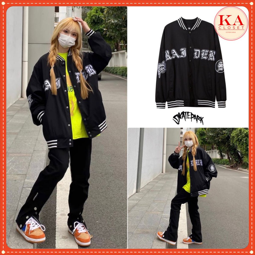 Áo khoác bomber 3 vạch KA Closet chất thô umi mềm thích hợp mặc cả màu hè đông