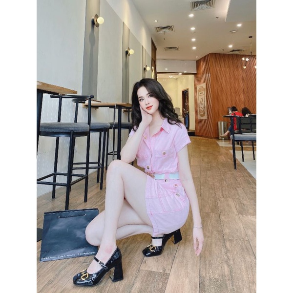 Giày gu chì gót vuông da bóng hàng quảng châu fullbox
