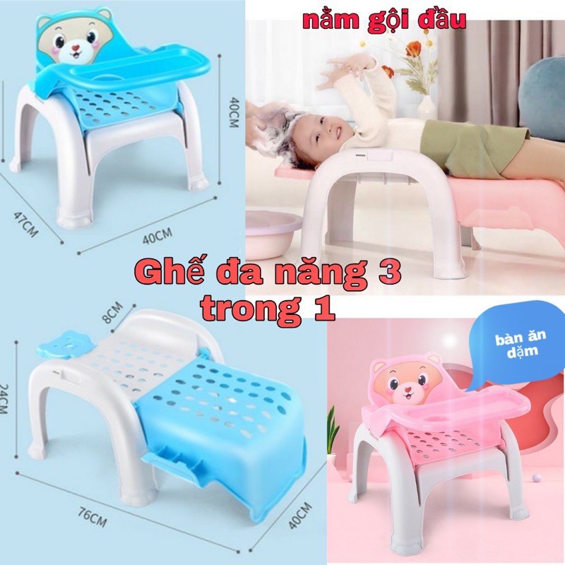 FREE SHIP !!! Ghế ăn dặm cho bé kiêm ghế gội đầu biến hình 3 trong 1 Hokori Việt Nhật