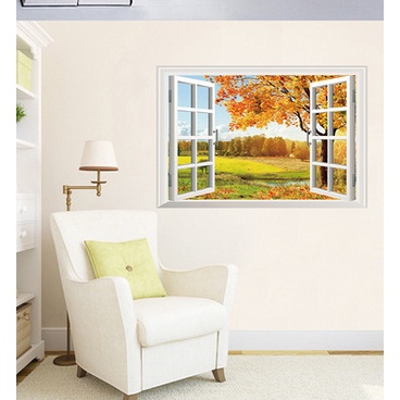 Tranh dán tường, decan dán tường trang trí nhà cửa mẫu cửa sổ đẹp