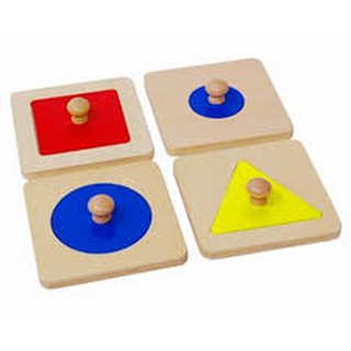 Giáo cụ Montessori 0-3 tuổi - Ghép hình 4 hình học cơ bản loại bảng đơn