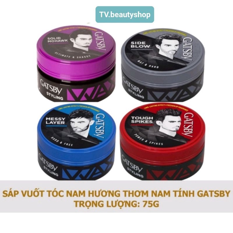 Sáp vuốt tóc nam Gatsby Styling Wax Hard Free I Mat Hard I Power strikes I Ultimate Shaggy 75g