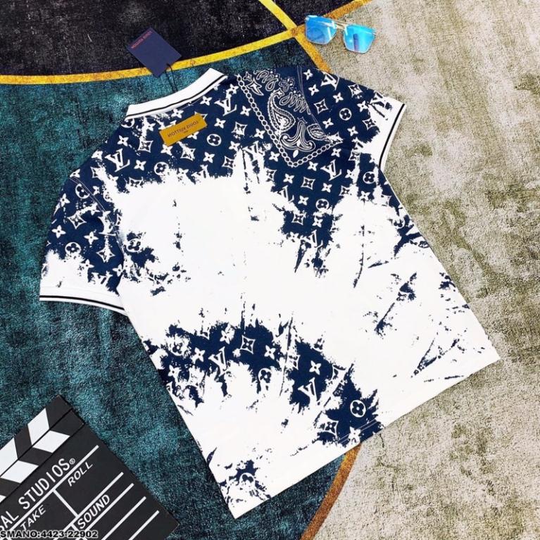 Áo polo nam cao cấp cộc tay LV loang màu cá tính - Áo thun cotton cộc tay cho nam chất đẹp