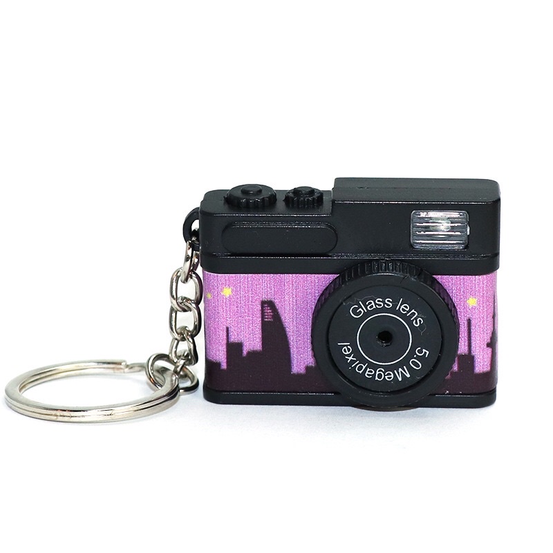 Móc khoá mô hình máy ảnh xinh iu mickey minnie mine , móc treo cặp balo hình camera có đèn led