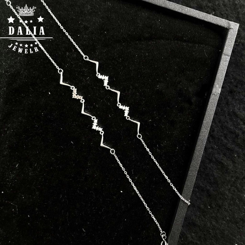 Lắc tay bạc nữ cao cấp DaLiA Jewelry lắc tay bạc thật hình nhịp tim cá tính không gỉ