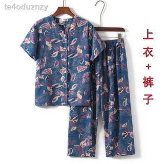 Bộ quần áo mùa hè cho phụ nữ trung niên và cao tuổi bà mẹ tuổi, ngắn tay người già, hai mảnh già