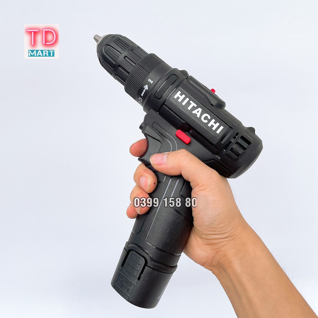 Khoan pin đa năng HITACHI 12v Lõi đồng Khoan gỗ, sắt - vặn vít tặng mũi vít