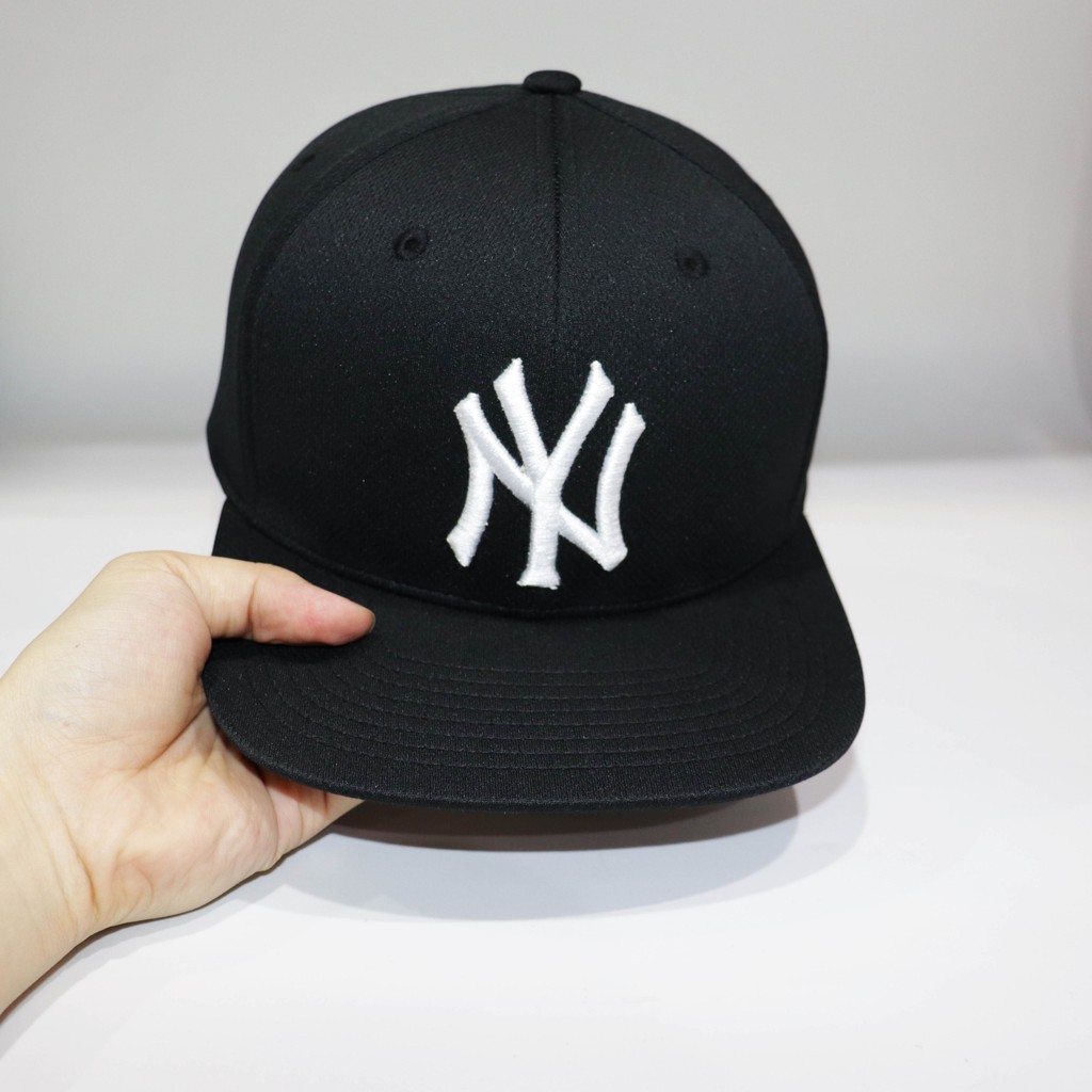 Mũ Snapback, nón hiphop nón Snapback full đen logo NY trắng unisex cao cấp thời thượng