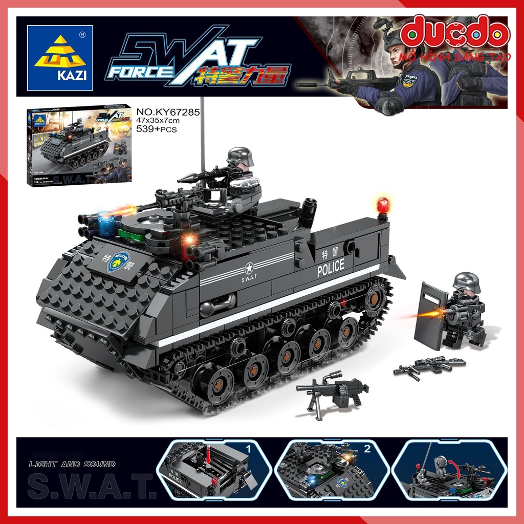 KAZI KY 67285 Lắp ghép xe đặc nhiệm cảnh sát SWAT - Đồ chơi Xếp hình lính Mô hình Mini Minifigures Army