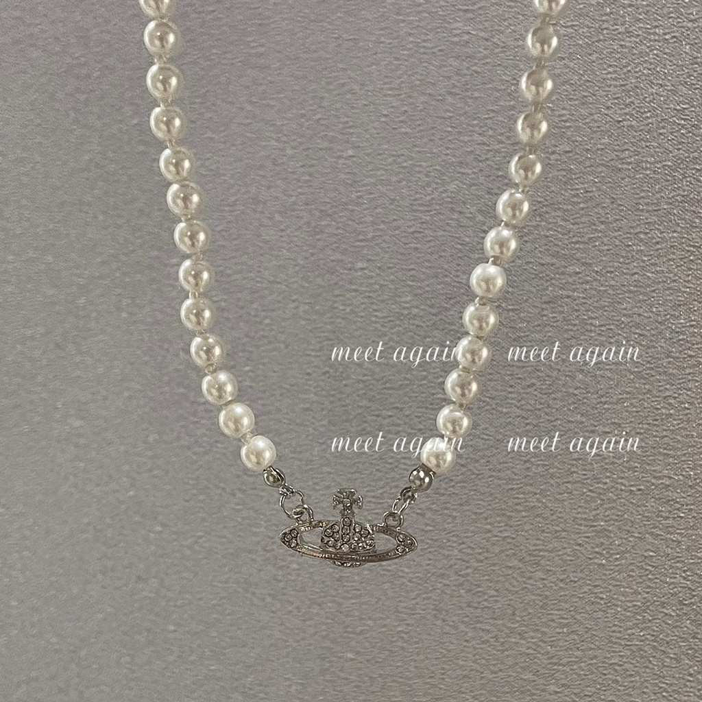 Vòng Cổ choker Đính Hạt Giả Ngọc Trai Phong Cách Harajuku