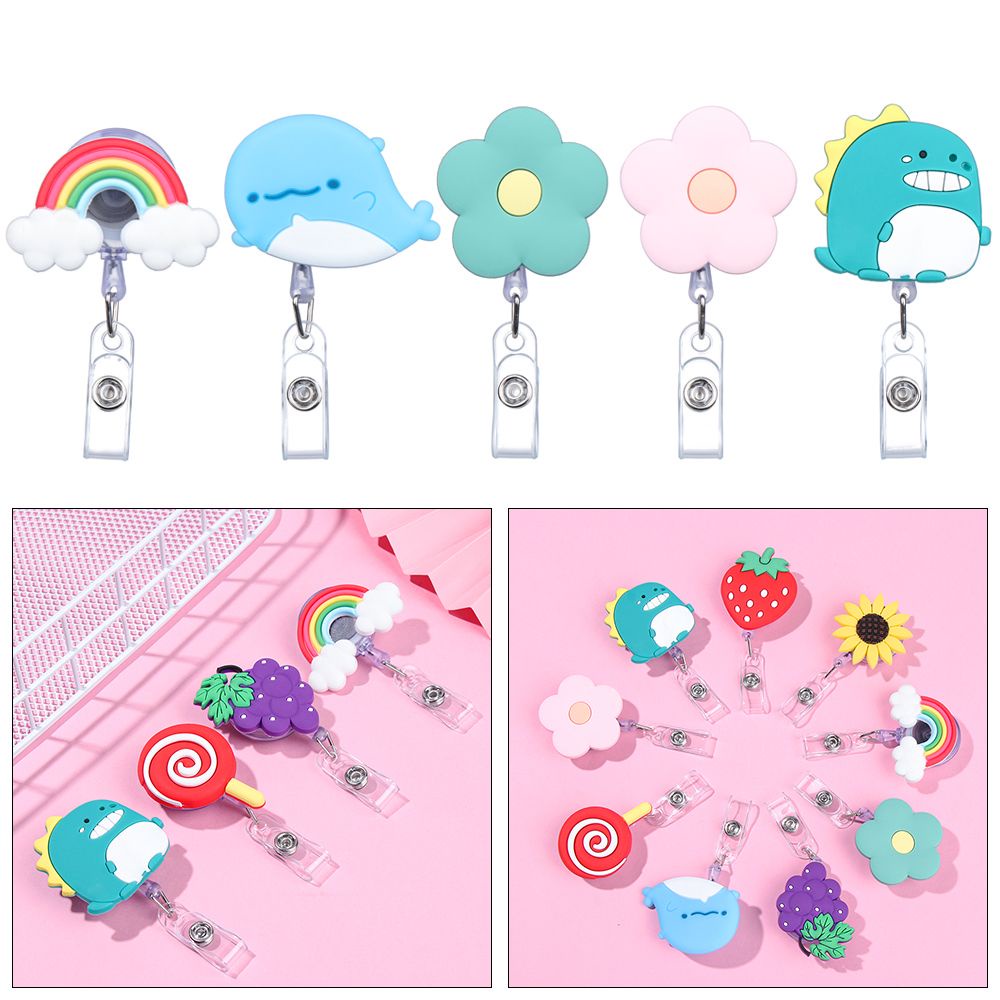 Kẹp Giữ Thẻ ID Bằng Silicon Nhiều Màu Sắc Kiểu Hoạt Hình Cho Học Sinh