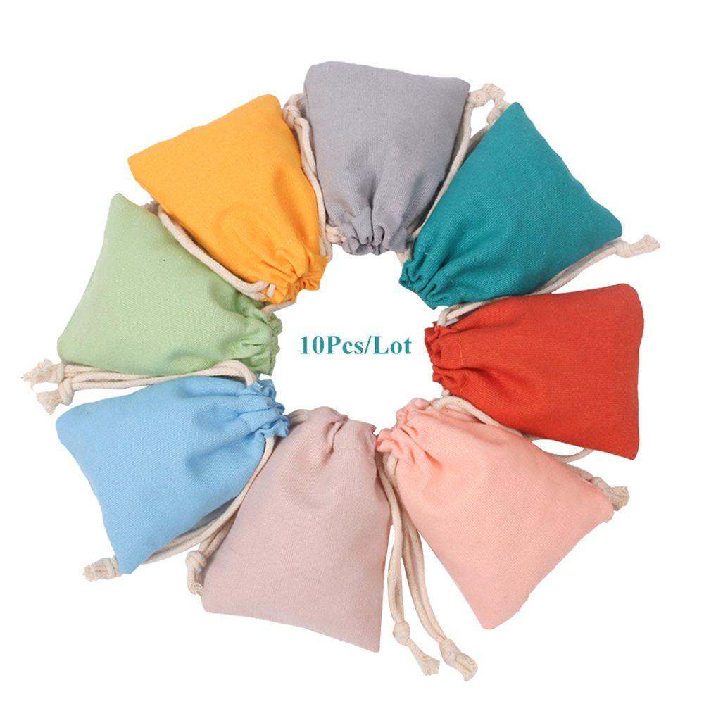 Bộ 10 Túi Dây Rút Cotton Tự Nhiên Nhỏ Gọn Đa Màu Sắc