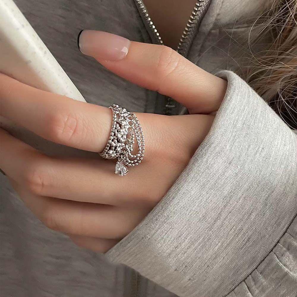 Nhẫn Phối Dây Xích Thời Trang Sang Trọng Cho Nữ|Nhẫn Tròn Phong Cách Gothic