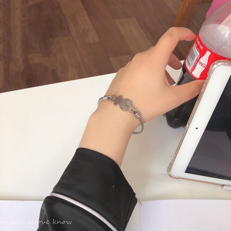 Vòng Đeo Tay Kim Loại Thiết Kế Đơn Giản Hình Chú Gấu