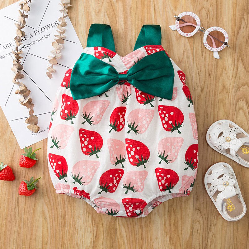 Jumpsuit Chất Cotton Phối Nơ Cho Bé