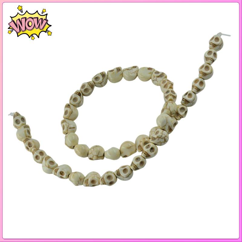 Chuỗi Hạt Hình Đầu Lâu Màu Trắng Ngọc Lam 1 Sợi Dùng Làm Trang Sức Thủ Công