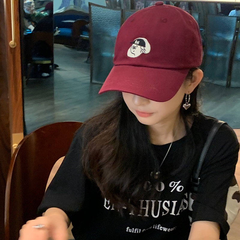 Mũ Lưỡi Trai Thêu Họa Tiết Hoạt Hình Phong Cách Hàn Quốc Dễ Phối Đồ Thời Trang Cho Nữ