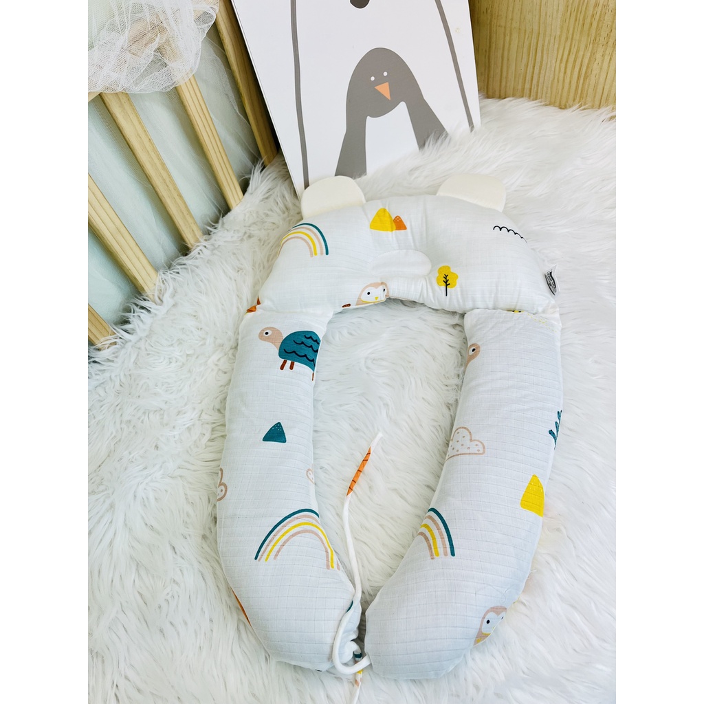 Gối chữ U cho bé MonMon vừa làm gối chống bẹp đầu gối ôm gối chặn cho bé ngủ ngon chống giật mình