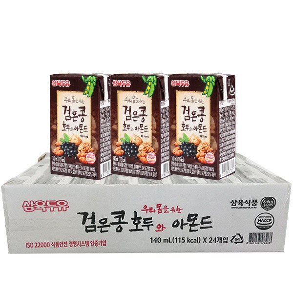 Thùng 24 Hộp Sữa Đậu Đen, Óc Chó, Hạnh Nhân Sahmyook Foods (190ml / Hộp)