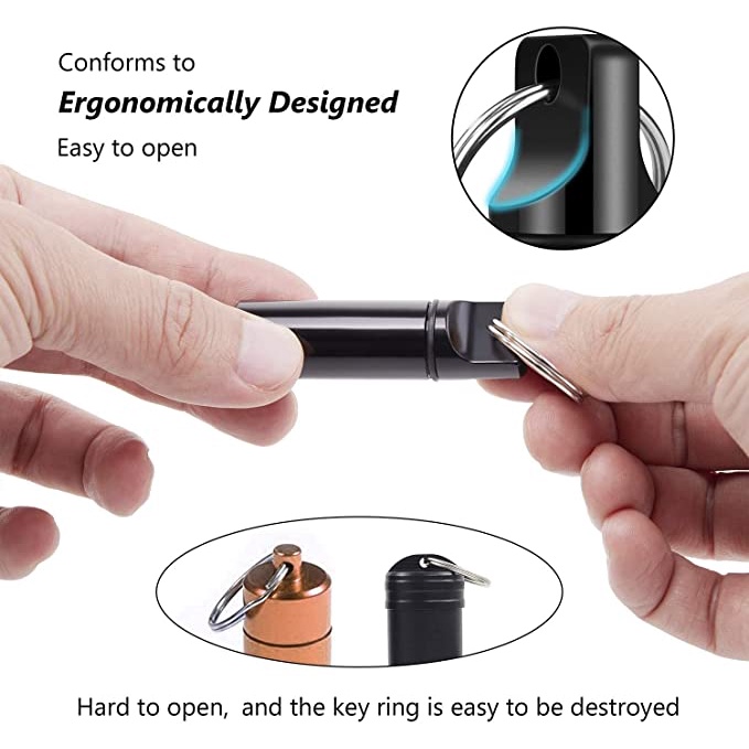 Hộp đựng thuốc mini bằng hợp kim nhôm chống nước kèm móc khóa thời trang