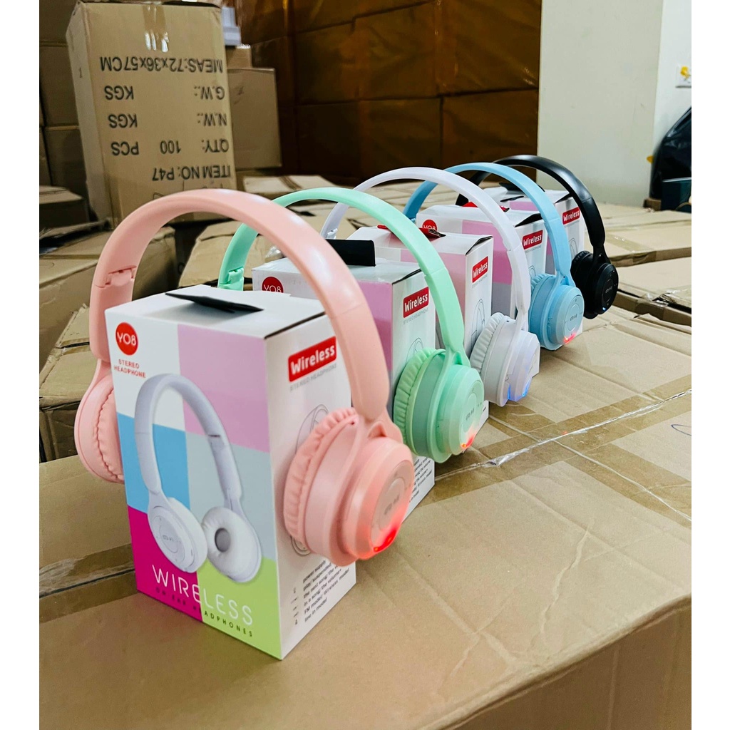 Tai Nghe Bluetooth 5.0 Chụp Tai có micro Headphone không dây thời trang màu sắc Y08 - Bảo Hành 12 tháng