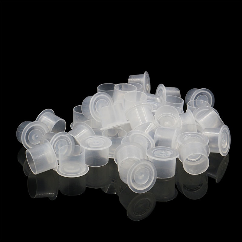Set 50/100 cốc đựng mực xăm bằng nhựa trong suốt với 4 ngăn tiện dụng