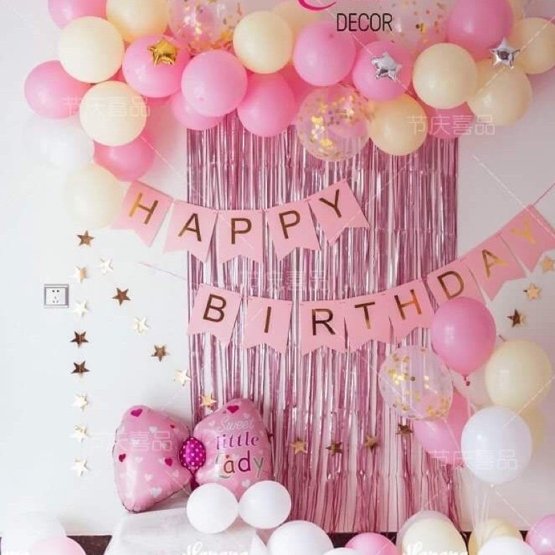 Set bóng trang trí sinh Nhật đơn giản có rèm đẹp nhiều mẫu