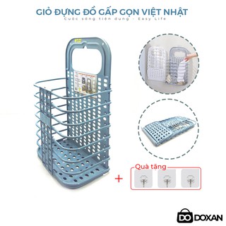 Giỏ Nhựa Việt Nhật Đựng Đồ, Quần Áo Bẩn Gấp Gọn Treo Kế Máy Giặt Hoặc Treo Tường Tiện Lợi