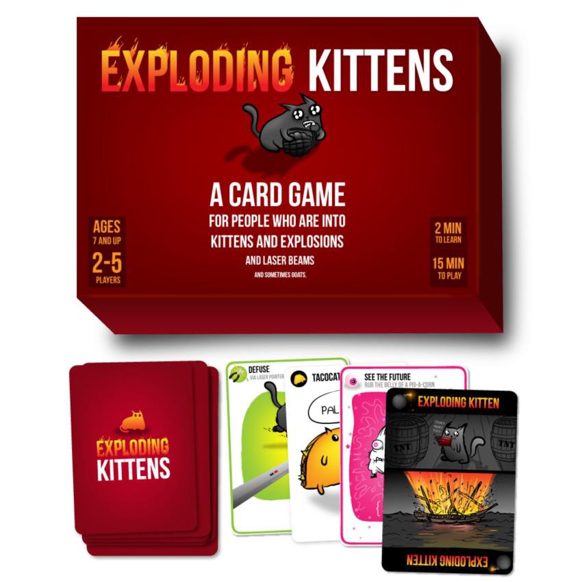 Bộ Mèo Nổ cơ bản Exploding Kittens phổ biến bản đỏ tiêu chuẩn