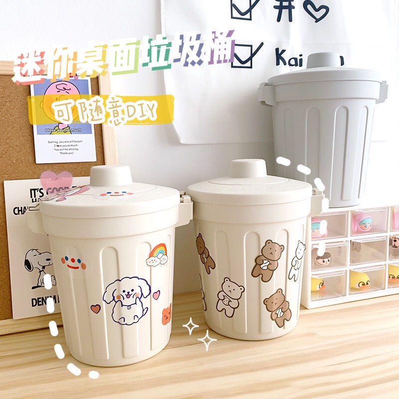Thùng Rác Mini Đựng Bút Bông Tẩy Trang Đa Năng Trang Trí Bàn Học Để Bàn