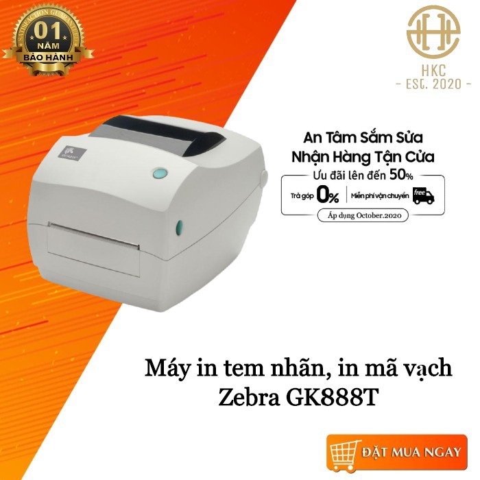 Máy in tem nhãn, in mã vạch Zebra GK888T