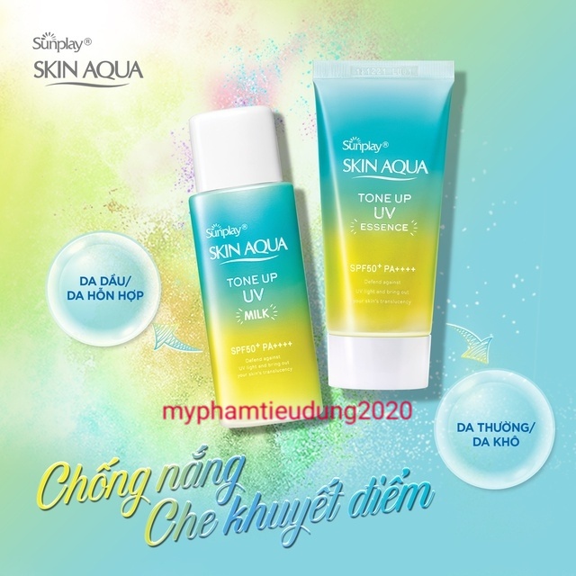 Sữa chống nắng nâng tông Sunplay Skin Aqua Tone Up UV Essence-Mint Green 50g