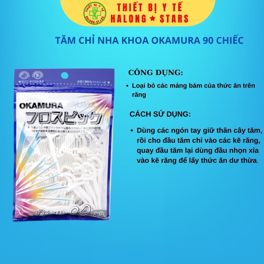 Combo 5 Gói Tăm chỉ kẽ răng cao cấp Nhật Bản gói 90 chiếc Okamura (Japan )