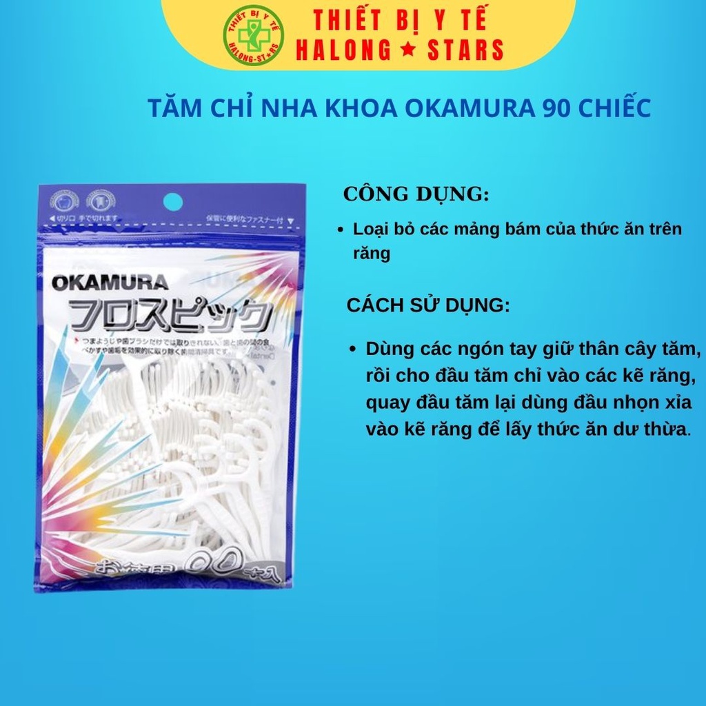 Combo 5 Gói Tăm chỉ kẽ răng cao cấp Nhật Bản gói 90 chiếc Okamura (Japan )