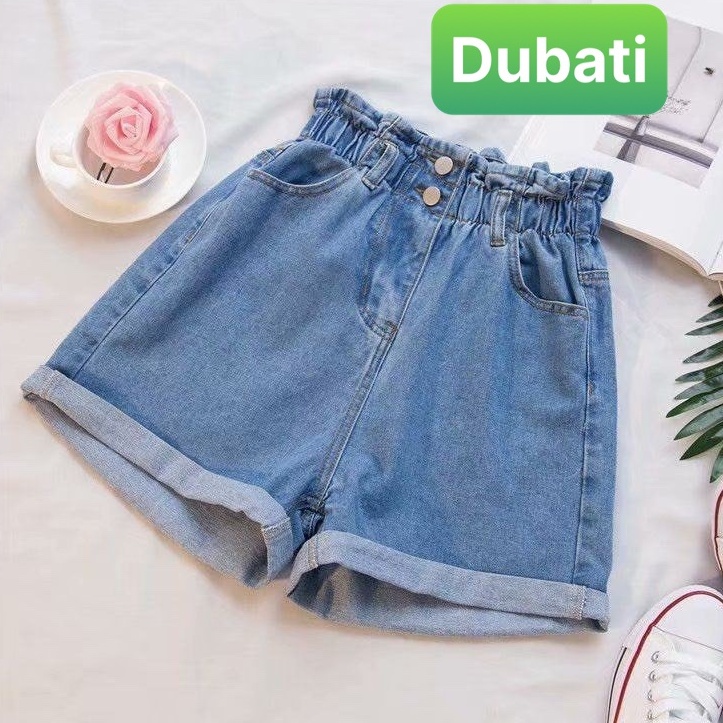 QUẦN SHORT SỌT JEAN LỬNG KIỂU NGỐ NỮ CHẤT BÒ XANH LƯNG THUN CẠP CHUN 2 CÚC LƯNG CAO NÂNG MÔNG CAO CẤP DB-1506 - DFASHION