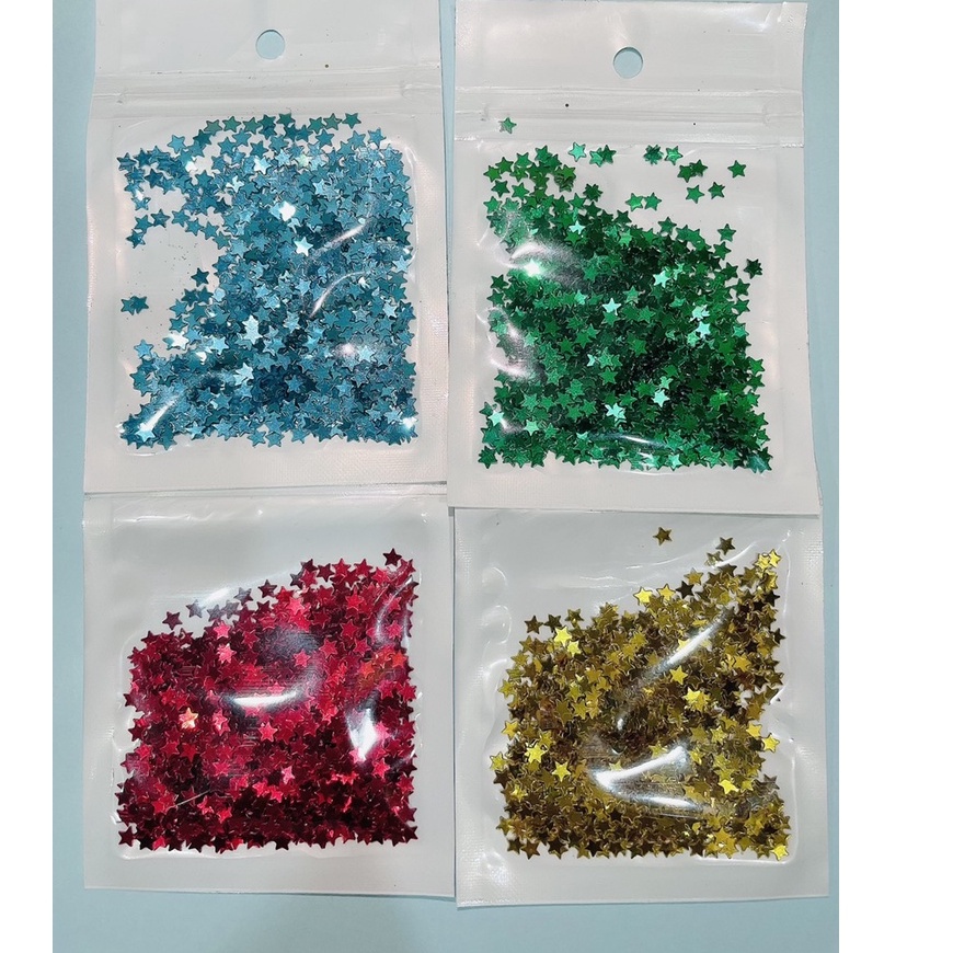 Set 4 túi Kim Tuyến Ngôi Sao[túi 3gram,lá,dương,đỏ,vàng]