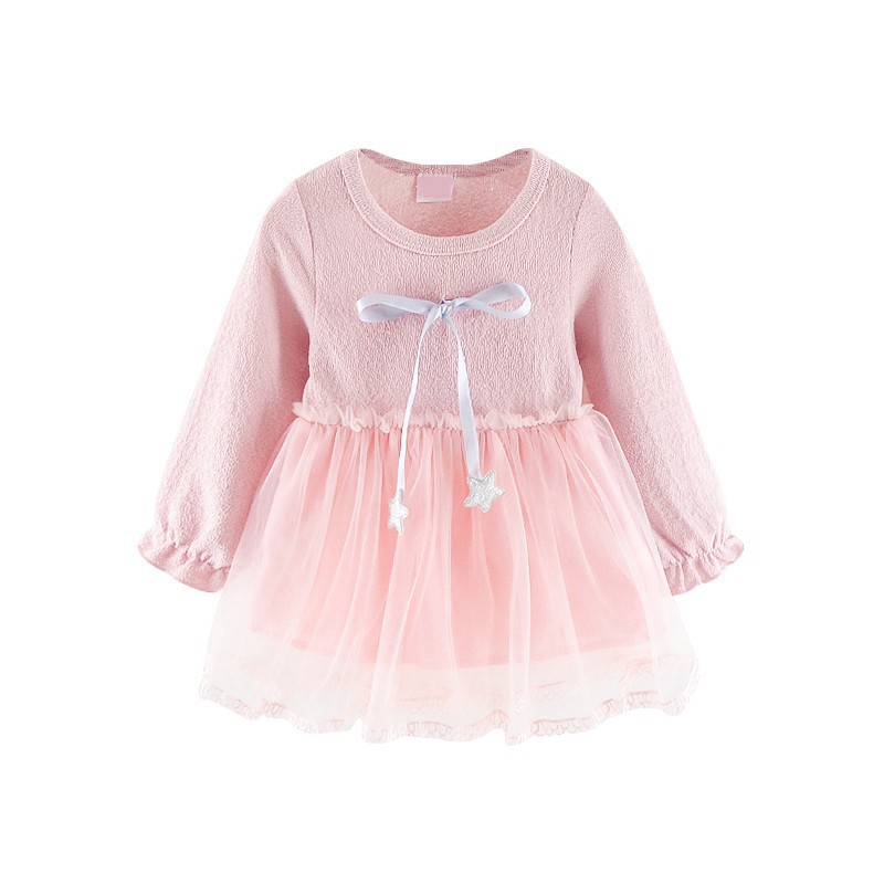 Đầm cotton dài tay phối ren dễ thương dành cho bé gái