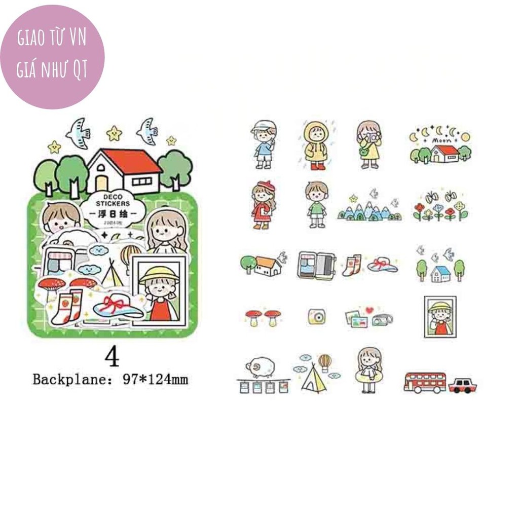 Gói 40 nhãn dán sticker trang trí hộp nhựa điện thoại ST88