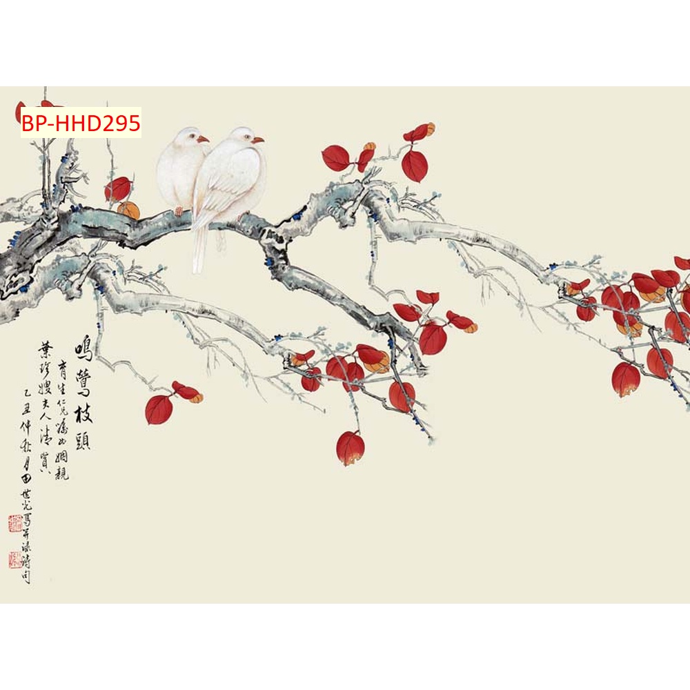 Tranh INDOCHINE dán tường cho khách sạn, nhà nghỉ hình ảnh cành cây thướt tha