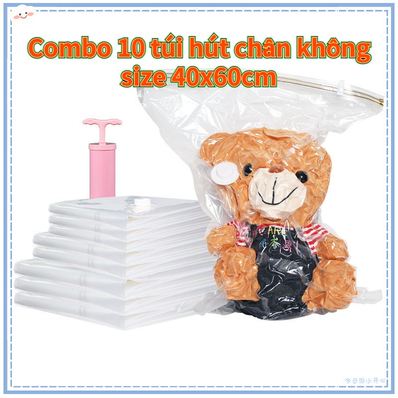 Combo 10 Túi Hút Chân Không Size 40x60Cm Đựng Quần Áo Gọn Gàng Tiết Kiệm Không Gian